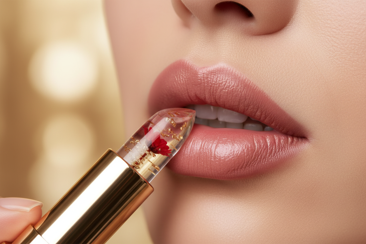 Crystal Flower Lipstick - Lip Application