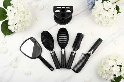 Hair Brush Set - White Marble Flat Lay