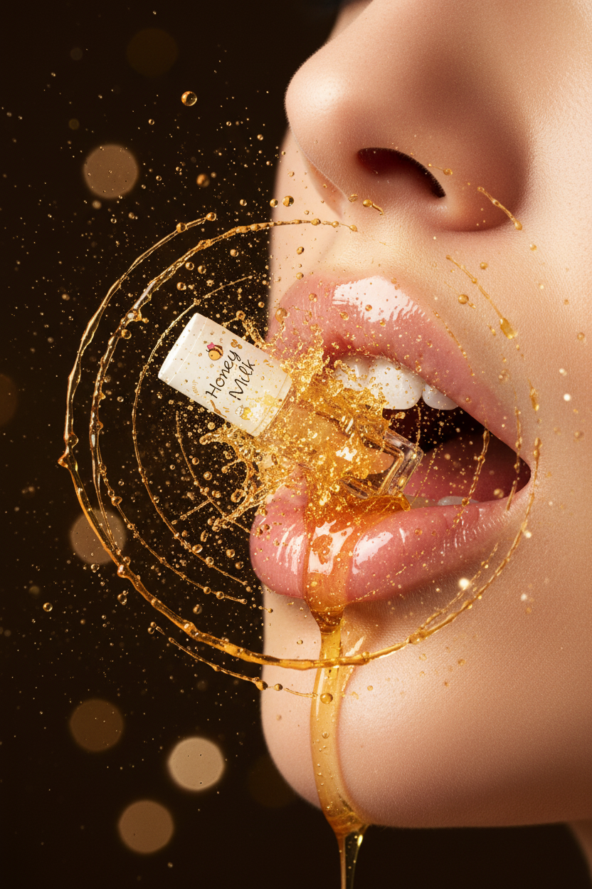 Honey Milk - Bottle Exploding From Lips