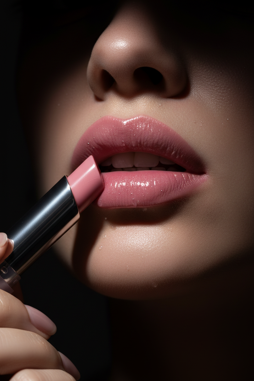 Pink Lipstick - Lips Close Up